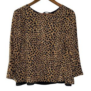 Leopard Print Contrast Layer ZARA Swing Blouse S